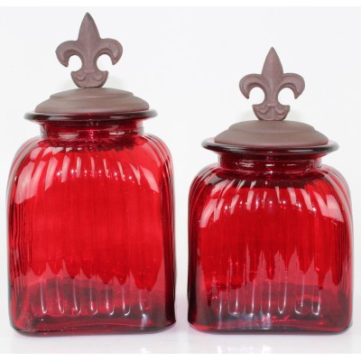 40003 RED 2PC. CANISTER SET WITH LIDS